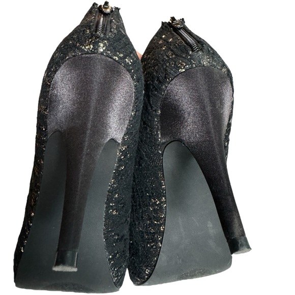 Maurices Lacey Black Ankle Bootie Platform Heels Black Sparkle Size 9 Sequins - Picture 7 of 11